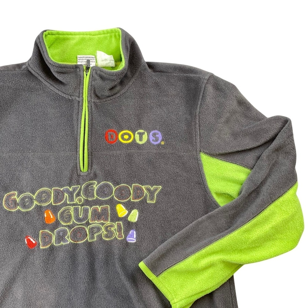 Vintage 2006 Tootsie Roll DOTS Mens XL Fleece Goody Goody Gum Drops Quarter Zip